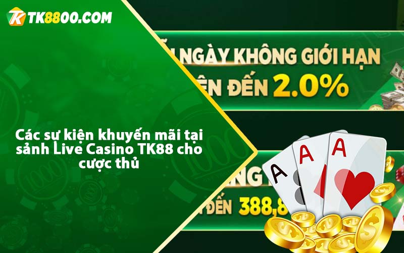 Khuyến Mãi Live Casino Tk88 - Hoàn trả mỗi ngày đến 2.0% 5 Các sự kiện khuyến mãi tại sảnh Live Casino TK88 cho cược thủ