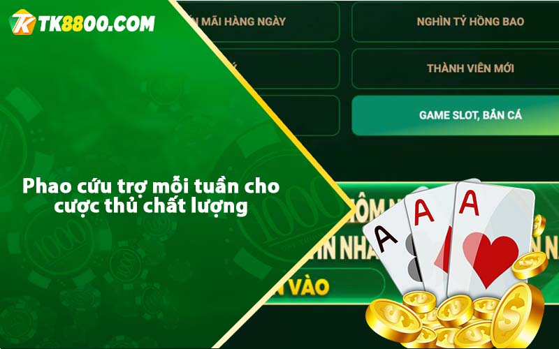Khuyến Mãi Game Slot Tk88 - Thưởng hoàn thua đến 188M 5 Phao cứu trợ mỗi tuần cho cược thủ chất lượng
