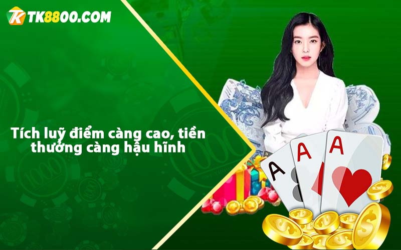 Khuyến Mãi Game Slot Tk88 - Thưởng hoàn thua đến 188M 6 Tích luỹ điểm càng cao, tiền thưởng càng hậu hĩnh